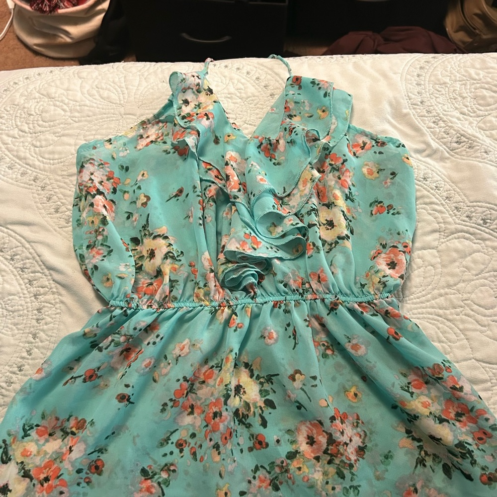 Floral Ruffle Sleeveless Dress